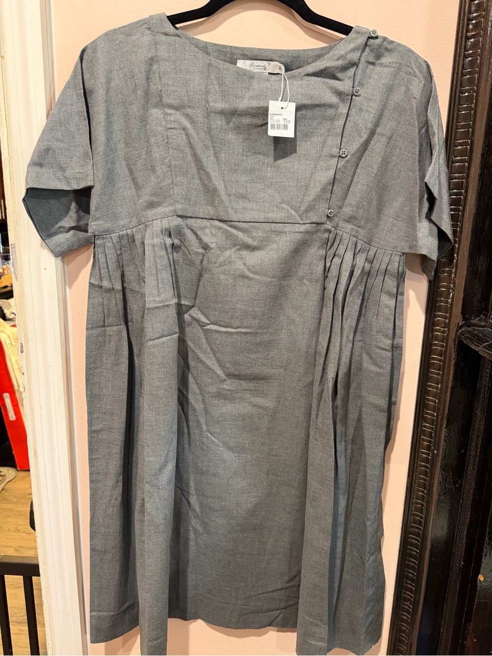 Bonpoint Gray Pleated Short Sleeve Dress